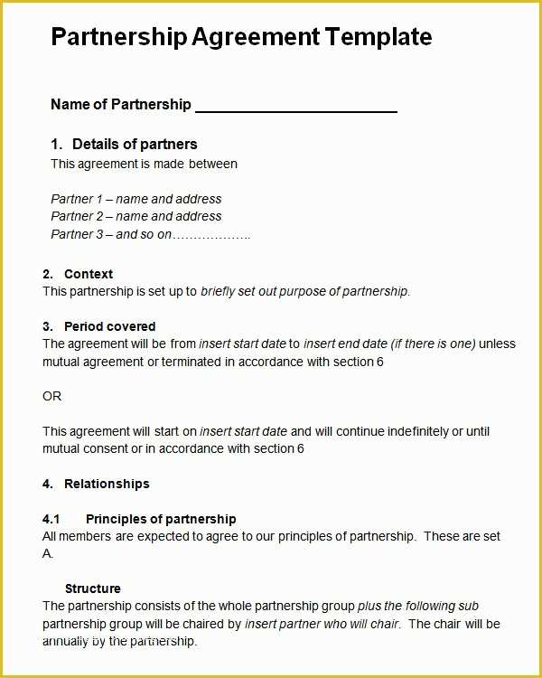 Free Partnership Agreement Template Word Of 16 Partnership Agreement Templates