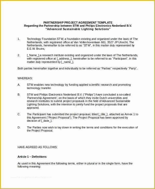 Free Partnership Agreement Template Word Of Business Partnership Agreement 8 Free Pdf Word