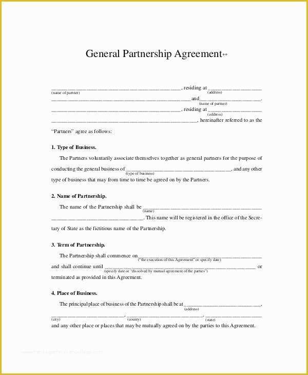 Free Partnership Agreement Template Word Of Business Partnership Agreement Template