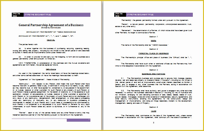 Free Partnership Agreement Template Word Of Partnership Agreement Templates