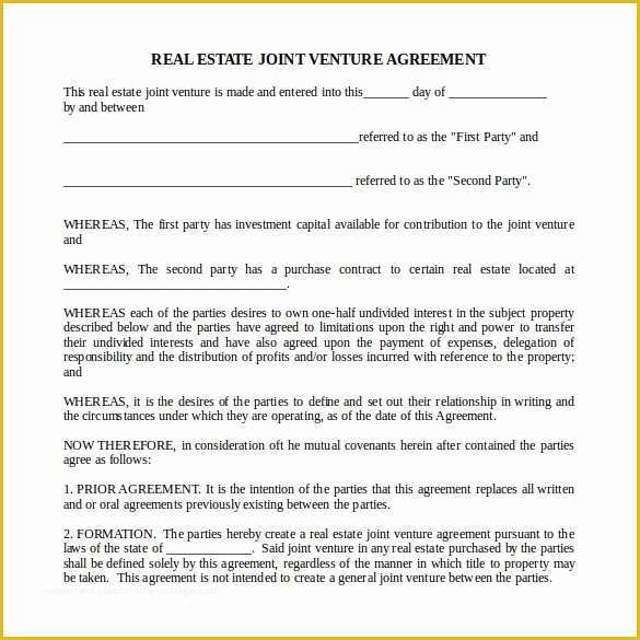 Free Partnership Agreement Template Word Of Sample Real Estate Partnership Agreement 10 Free
