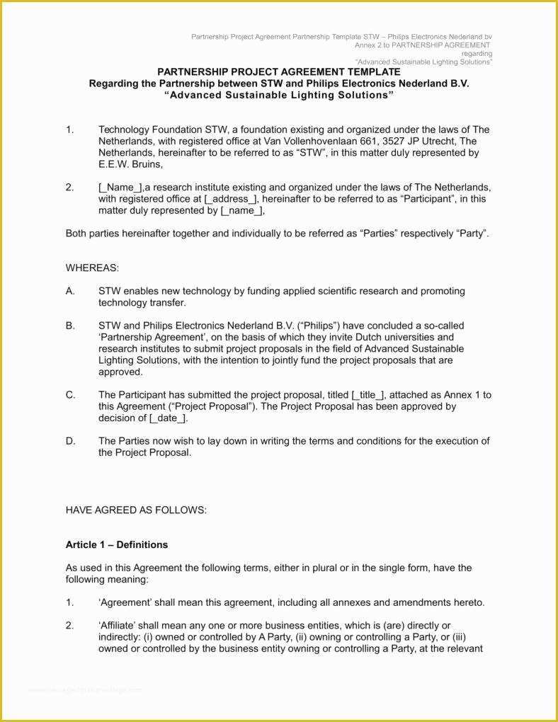 Free Partnership Agreement Template Word Of the Importance Of Written Business Agreements