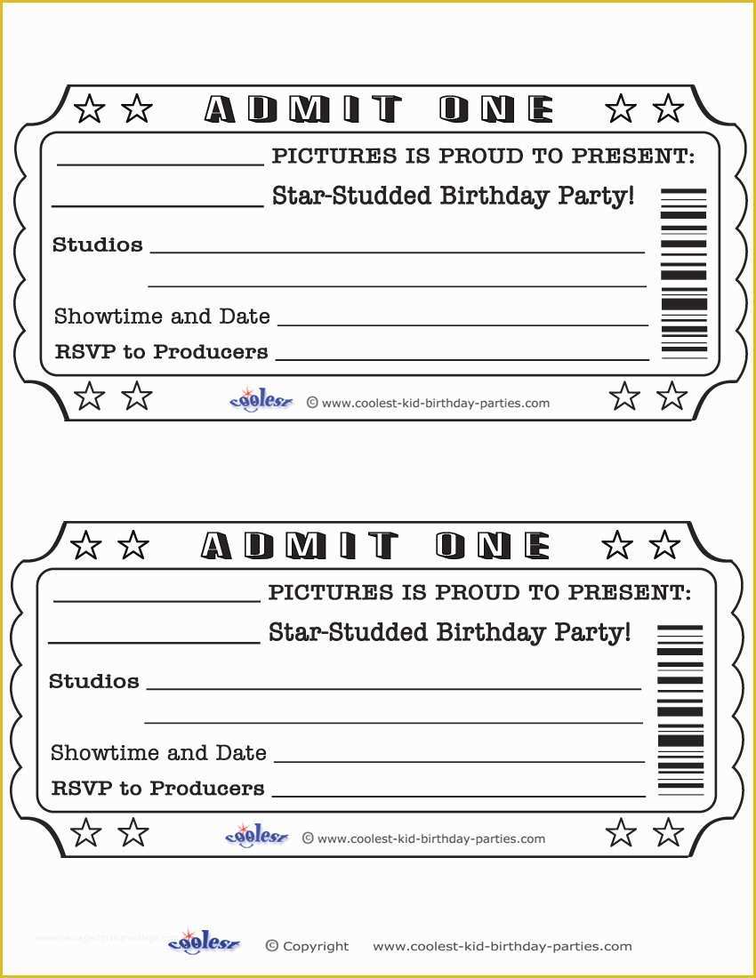 Free Party Ticket Template Of Blank Movie Ticket Invitation Template Free Download Aashe