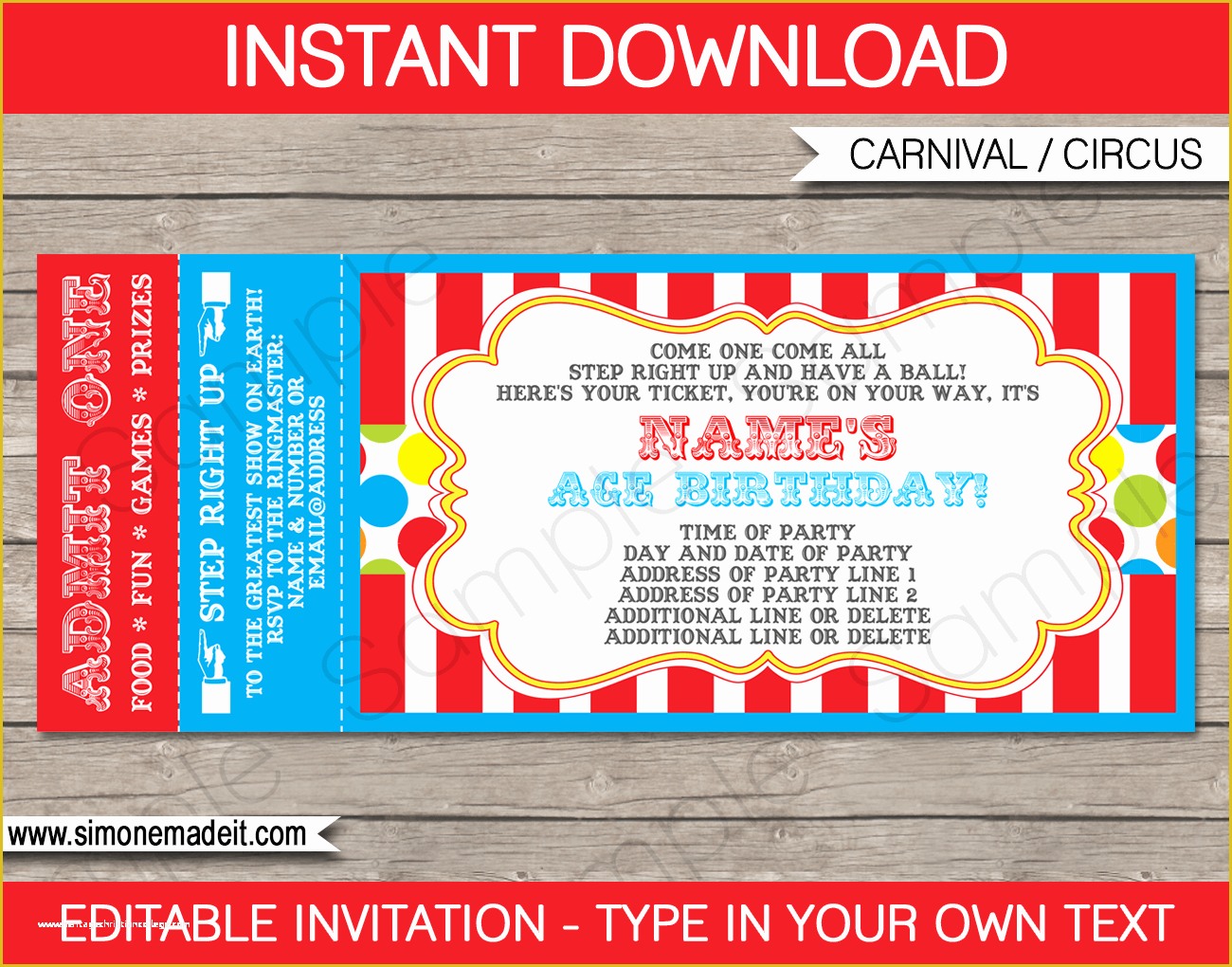 Free Party Ticket Template Of Carnival Ticket Invitation Template