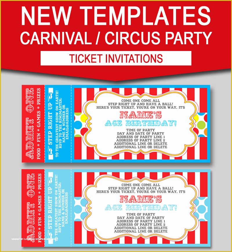 Free Party Ticket Template Of Editable Carnival Ticket Invitations