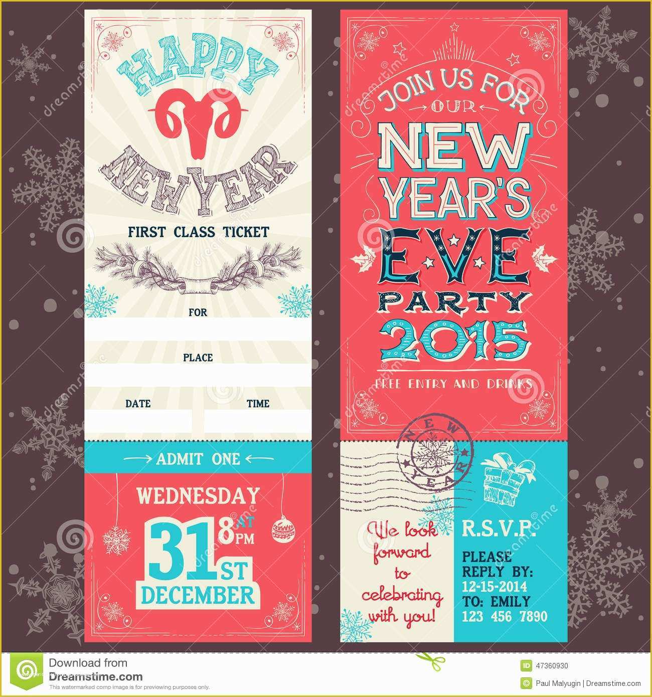 Free Party Ticket Template Of New Year S Eve Party Invitation Ticket Stock Vector