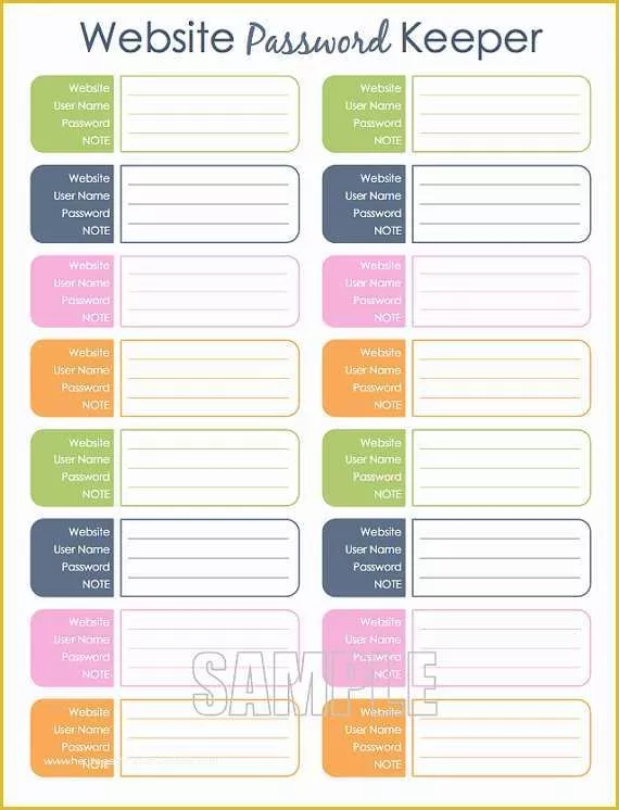 Free Password Keeper Template Printable Of 8 Best Of Website Password Log Printable