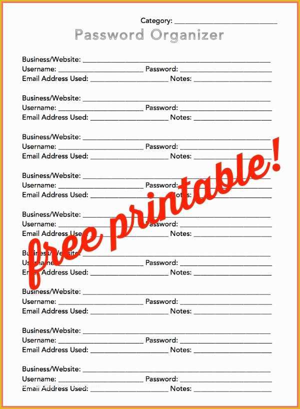 Free Password Keeper Template Printable Of 9 Best Of Change Password Printable Sheets