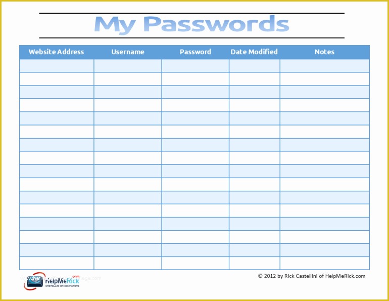 Free Password Keeper Template Printable Of 9 Best Of Username and Password Sheet Printable