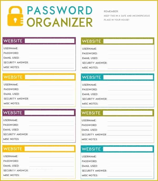 Free Password Keeper Template Printable Of Free Printable Password organizer A K A Printable