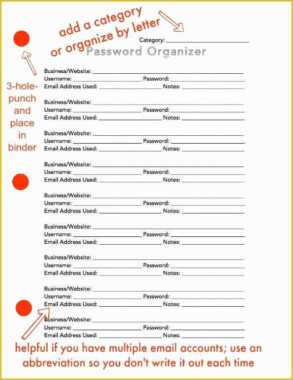 Free Password Keeper Template Printable Of Free Printable Password organizer