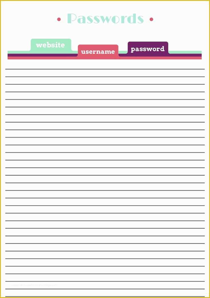 Free Password Keeper Template Printable Of Password Keeper Printable