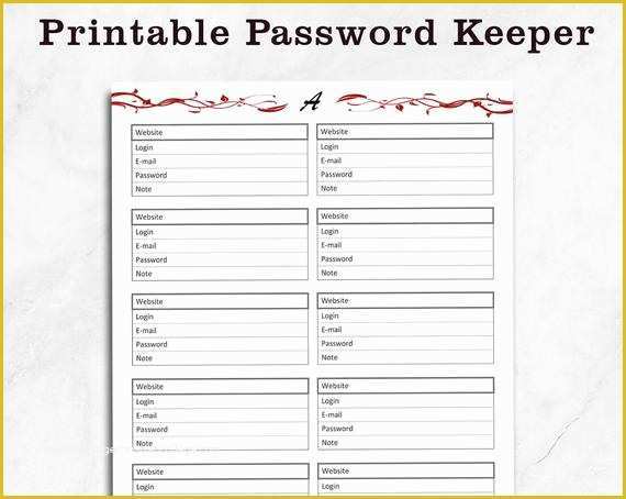 Free Password Keeper Template Printable Of Password Keeper Printable Password Book Digital Password
