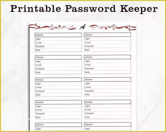 Free Password Keeper Template Printable Of Password Keeper Printable Password Book Digital Password