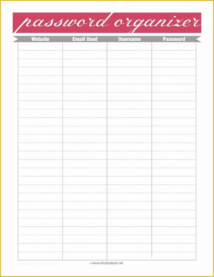 Free Password Keeper Template Printable Of Password organizer Printable Simply Stacie