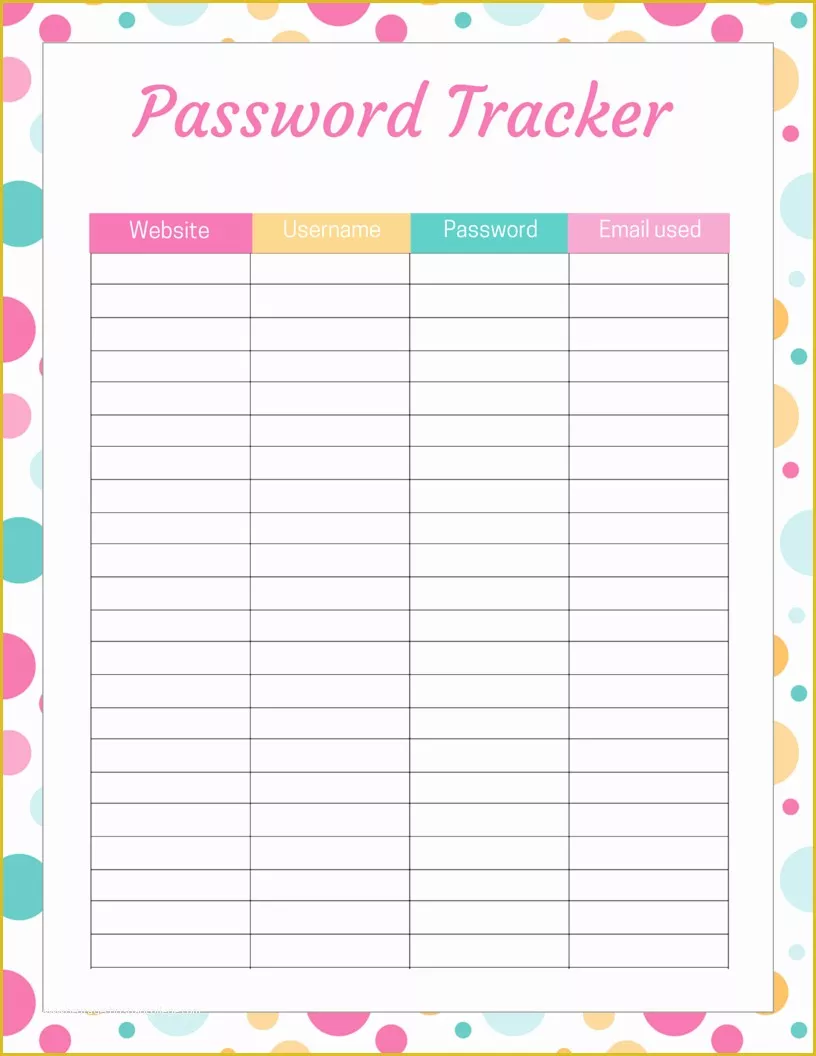 Free Password Keeper Template Printable Of Password Tracker Free Printable