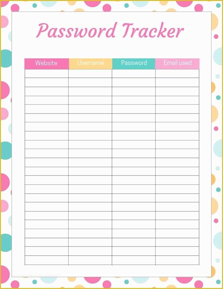 Password Tracker Template Free Download