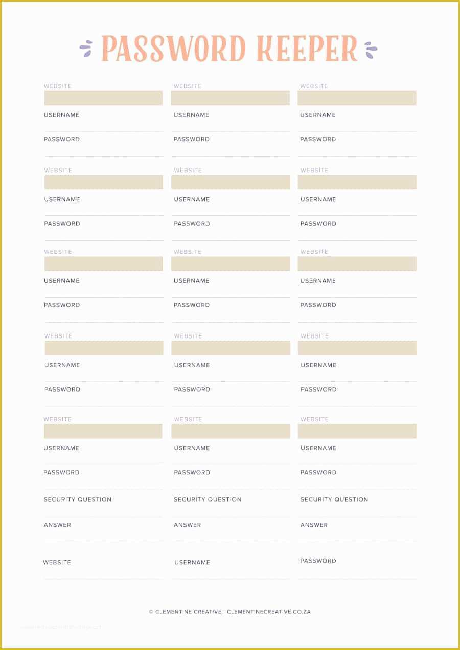 Free Password Template Of 39 Best Password List Templates Word Excel & Pdf