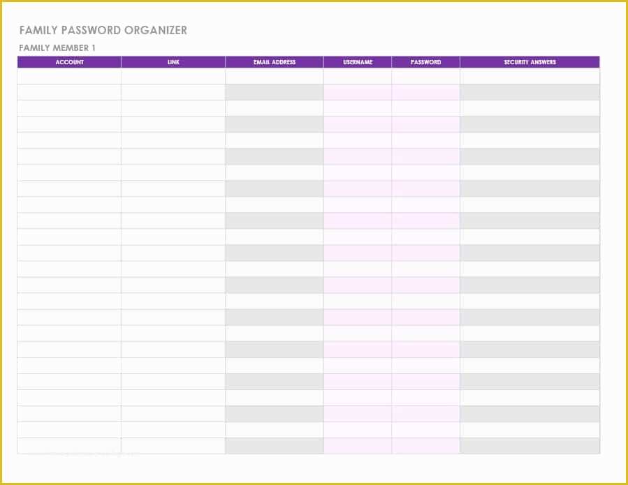 Free Password Template Of 39 Best Password List Templates Word Excel & Pdf