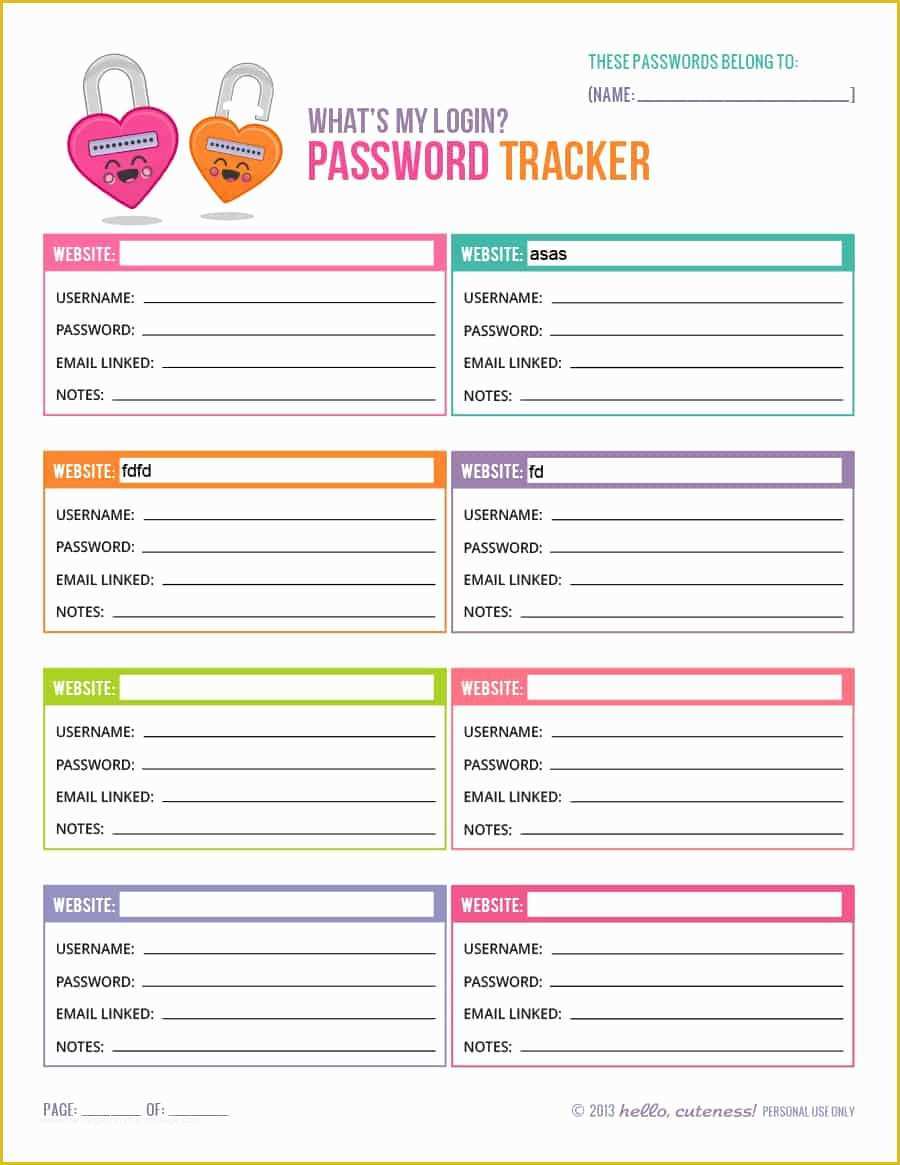 Free Password Template Of 39 Best Password List Templates Word Excel &amp; Pdf