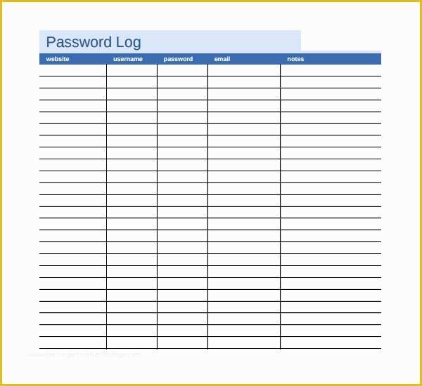 Free Password Template Of 4 Password Log Templates