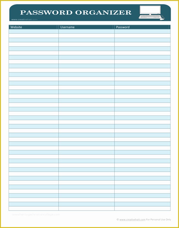 Free Password Template Of 9 Best Of Free Printable Password organizer