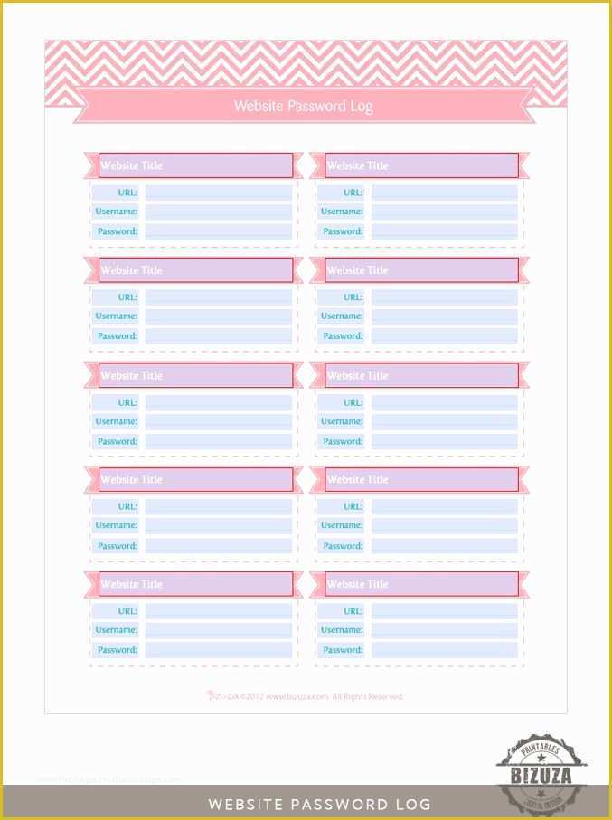 Free Password Template Of Free Printable Password Log