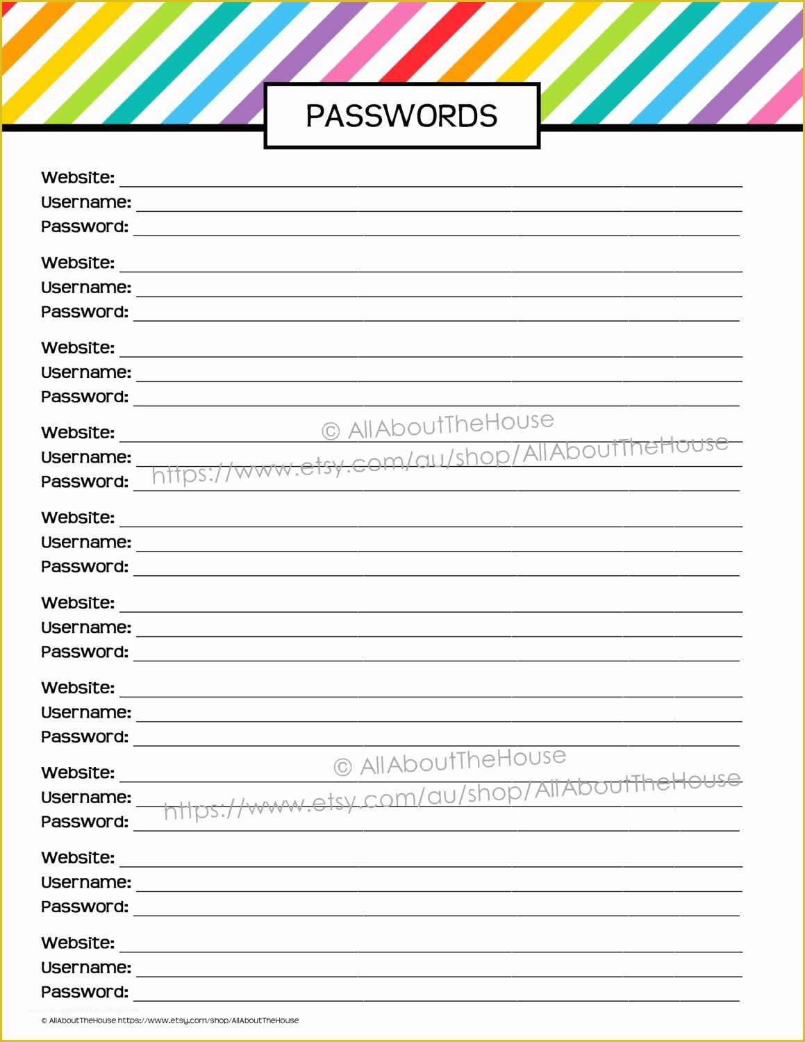 Free Password Template Of 5 Password List Templates formats Examples In ...