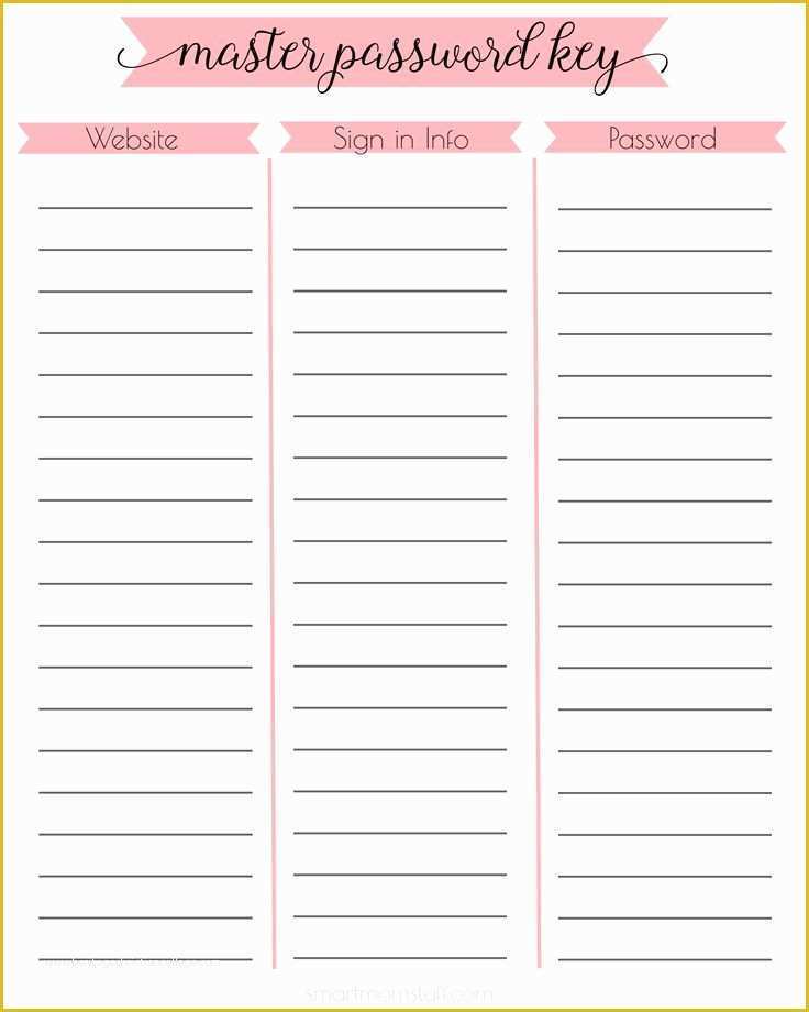 Free Password Template Of Password Printable Free Printable and Printables On Pinterest