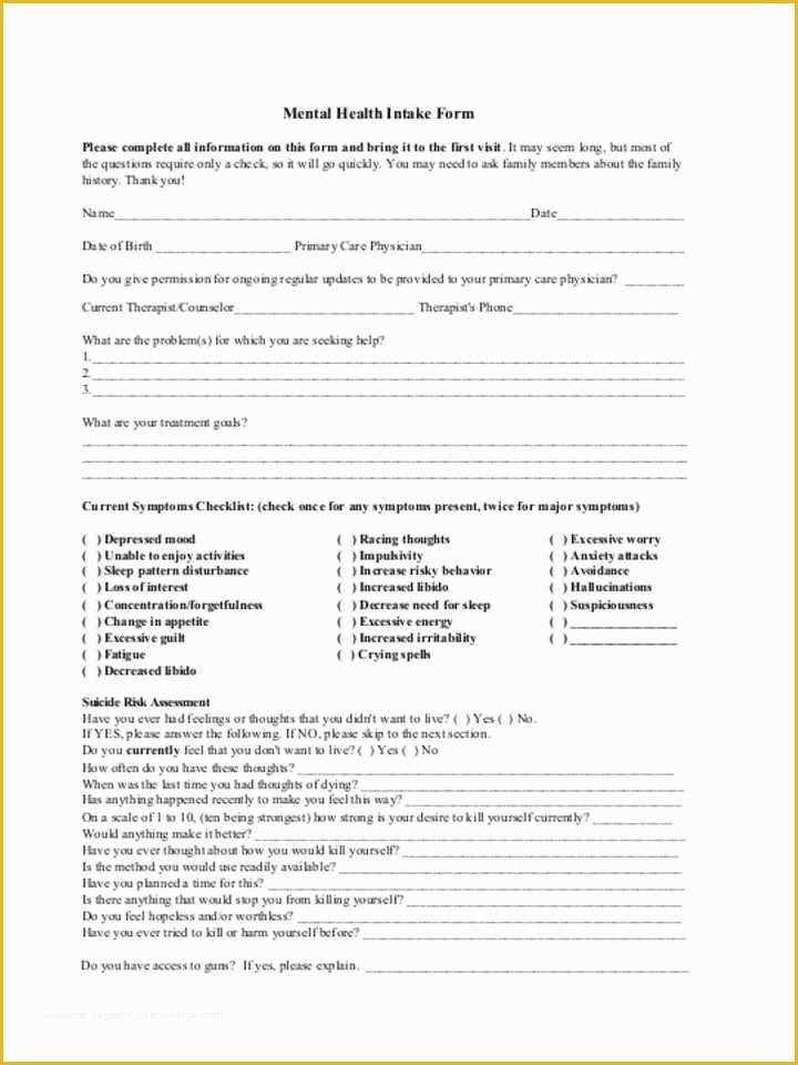 Free Patient Intake form Template Of Free Patient Intake form Template