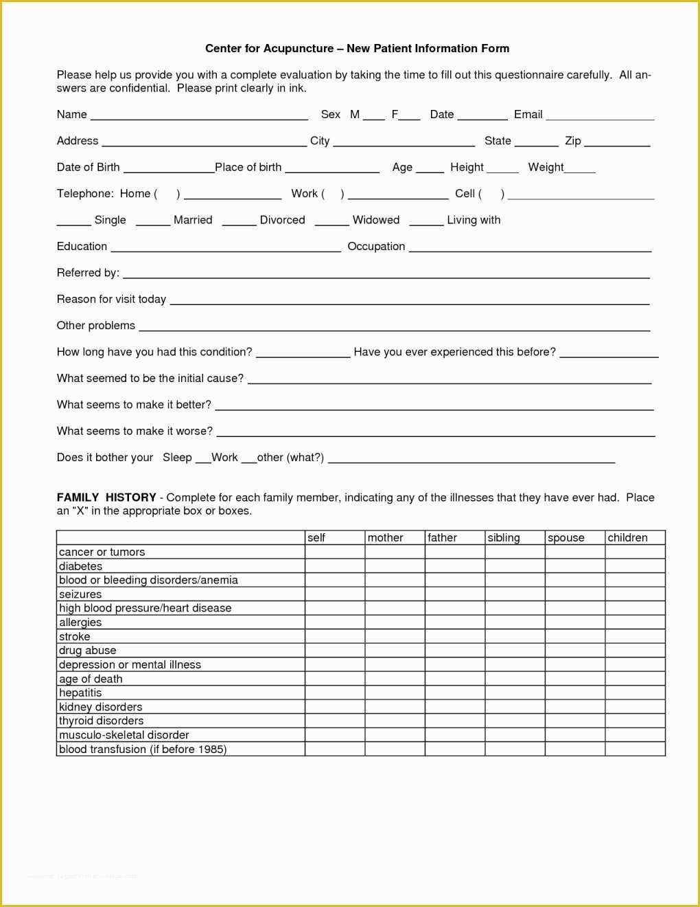 Free Patient Intake form Template Of Free Patient Intake form Template