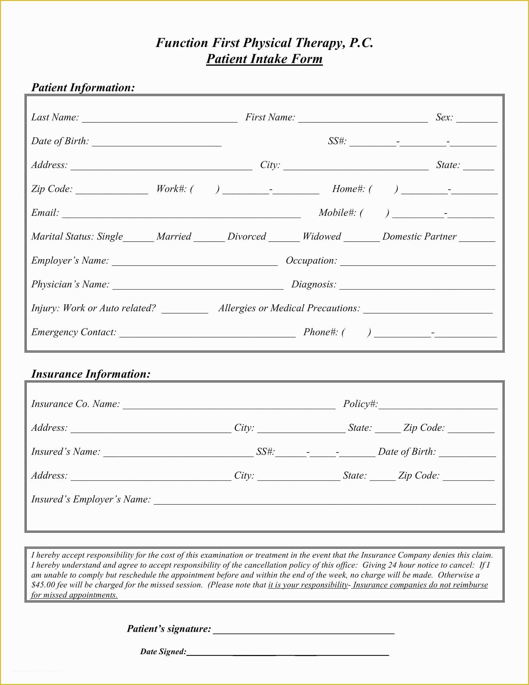 Free Patient Intake form Template Of Templates Free Patient Intake form Template