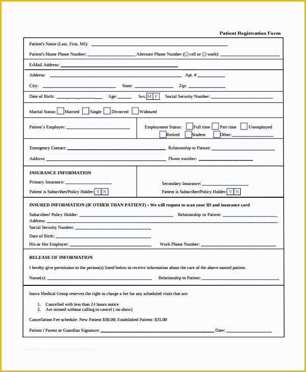 Free Patient Registration form Template Of 9 Patient Registration form Templates
