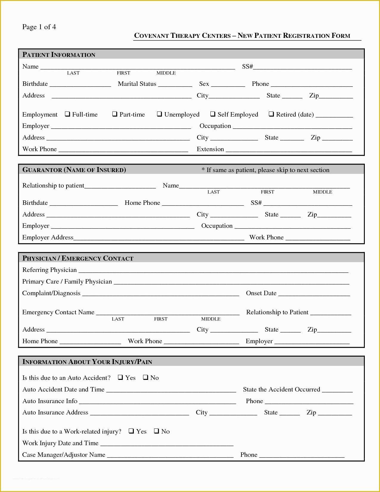 Free Patient Registration form Template Of Hospital Admission form Template Best Lincare form form