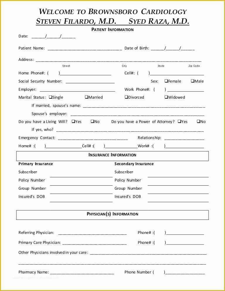 Free Patient Registration form Template Of New Patient forms New Patient Medical History