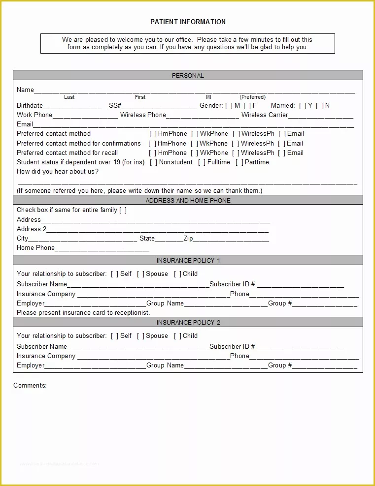 Free Patient Registration form Template Of Open Dental software Registration forms