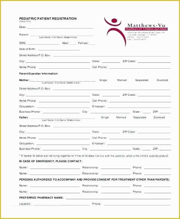 Free Patient Registration form Template Of Patient form Template Word Membership Application Luxury