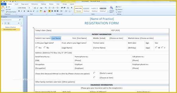 Free Patient Registration form Template Of Patient Registration form Template for Word 2013