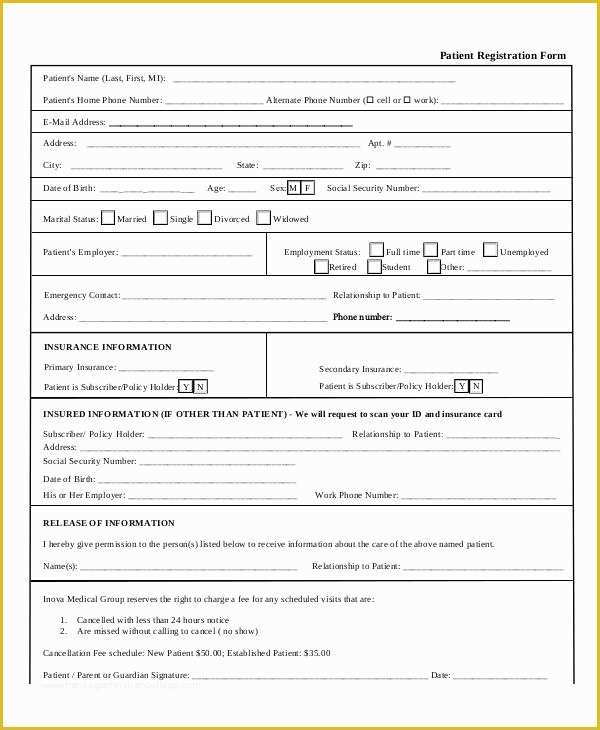 Free Patient Registration form Template Of Printable Registration form Templates 9 Free Pdf