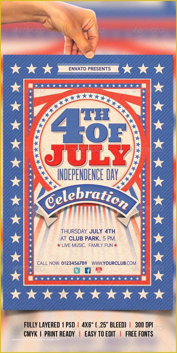 Free Patriotic Flyer Template Of 4th Of July by Creativeartx