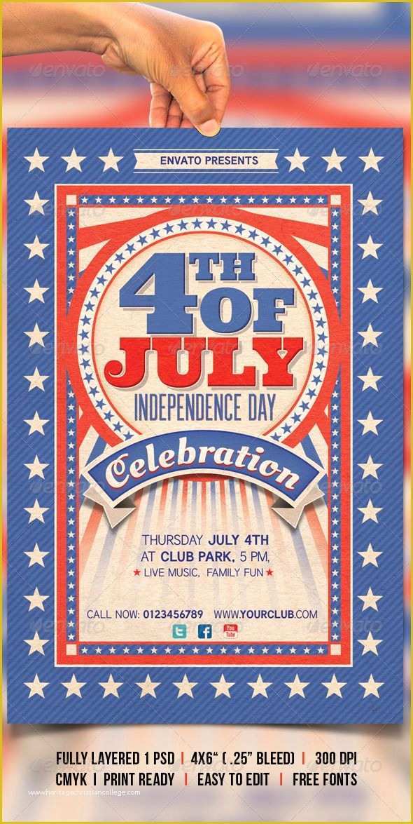 Free Patriotic Flyer Template Of 4th Of July