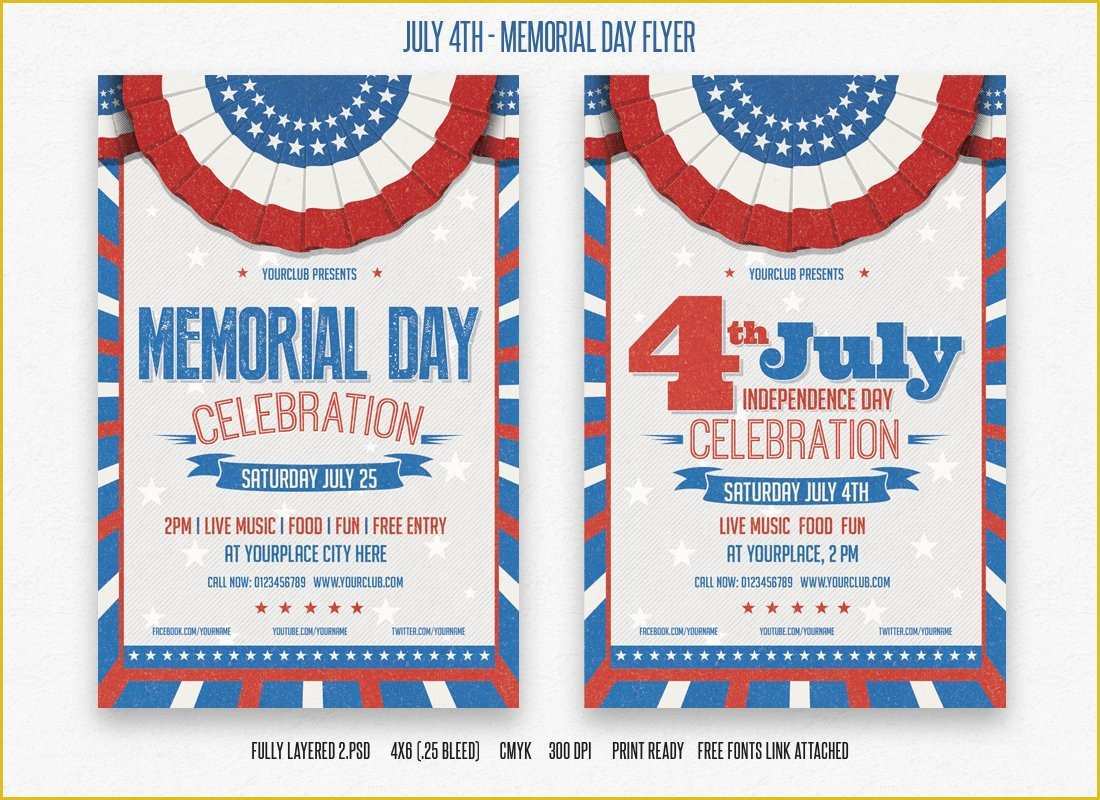 Free Patriotic Flyer Template Of July 4th and Memorial Day Flyer Flyer Templates