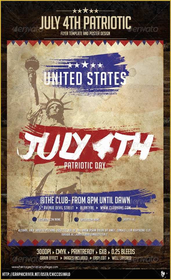Free Patriotic Flyer Template Of July Patriotic 4th Flyer Template by Chiccosinalo