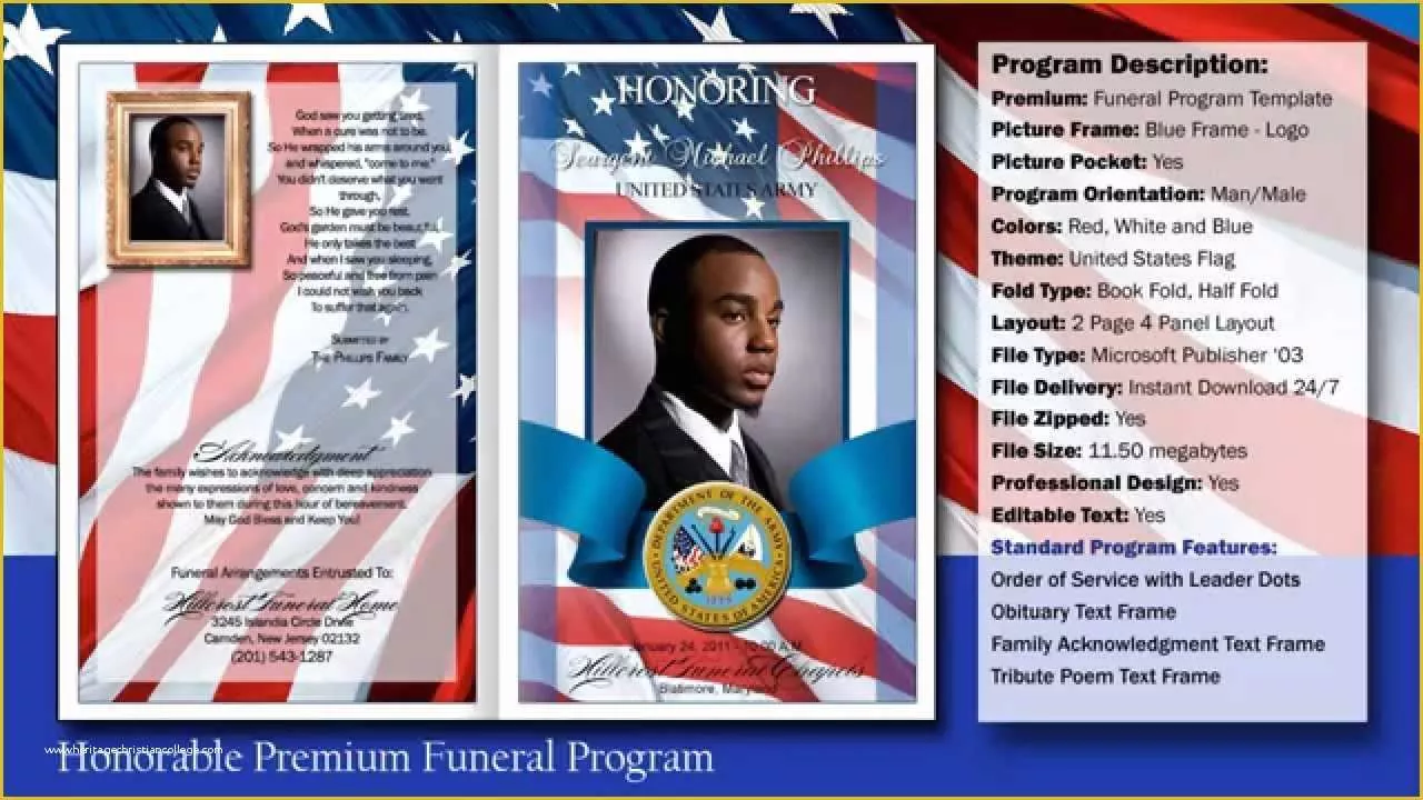 Military Funeral Program Template Free