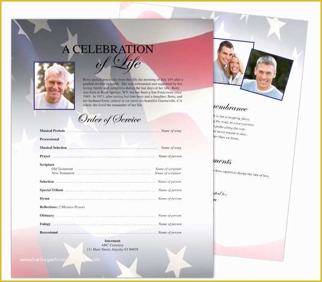 Free Patriotic Funeral Program Template Of E Page Flyer Sheets Us Flag E Page Funeral Stationary