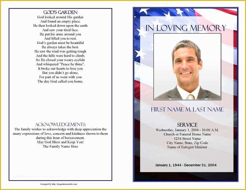 Free Patriotic Funeral Program Template Of Funeral Program Templates