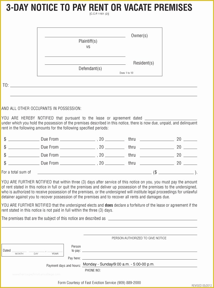 Free Pay or Quit Notice Template Of 3 Day Eviction Notice