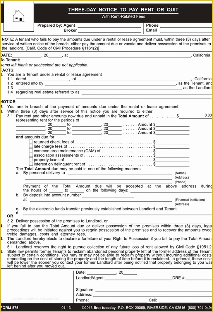 Free Pay or Quit Notice Template Of 3 Day Notice to Pay or Quit Template Free Download