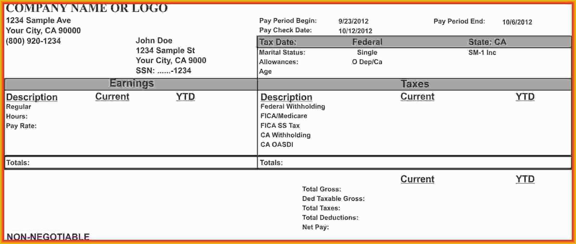 Free Pay Stub Maker Template Of 5 Free Paystub Maker