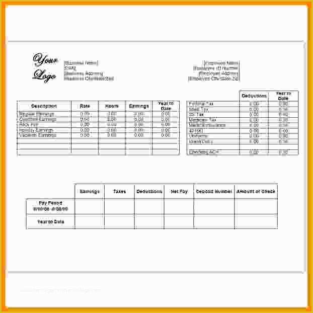 Free Pay Stub Template Microsoft Word Of 5 Free Payroll Check Stub Template